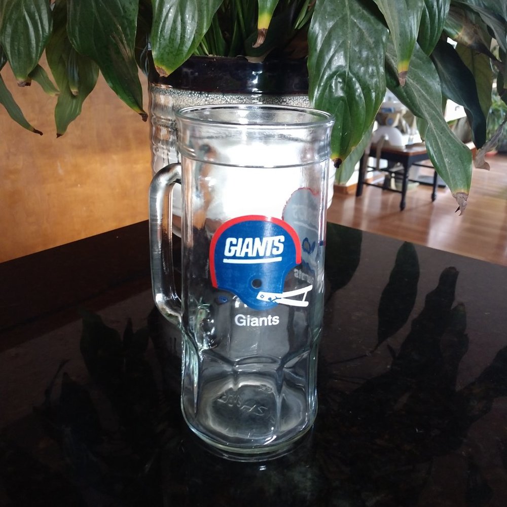 NEW YORK GIANTS TALL FISHER GLASS BEER MUG